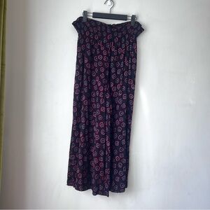 Vintage 90s Carole Little Black Patterned Paperbag Cropped Wide Leg Pants 4